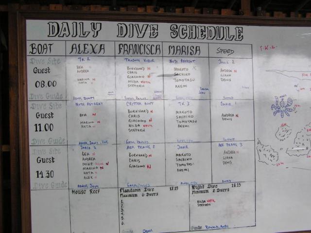 P8300046lembeh-diveScheduleBoard